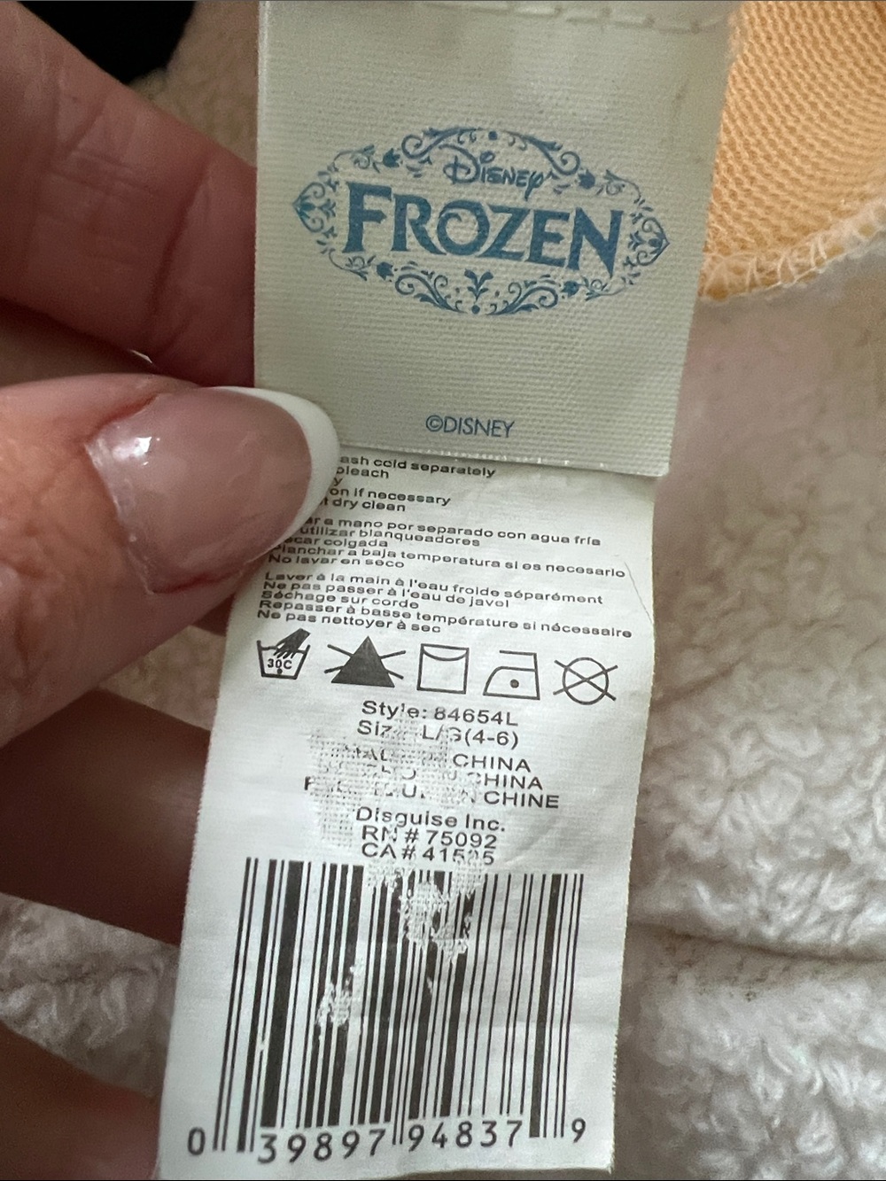 Disney Frozen Kids Olaf Snowman Halloween Costume Dress Up Size Large (4-6) - Picture 9 of 9